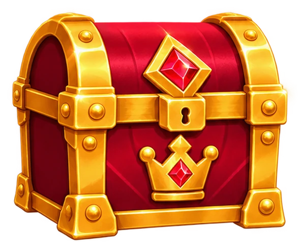 Royal red and gold treasure chest